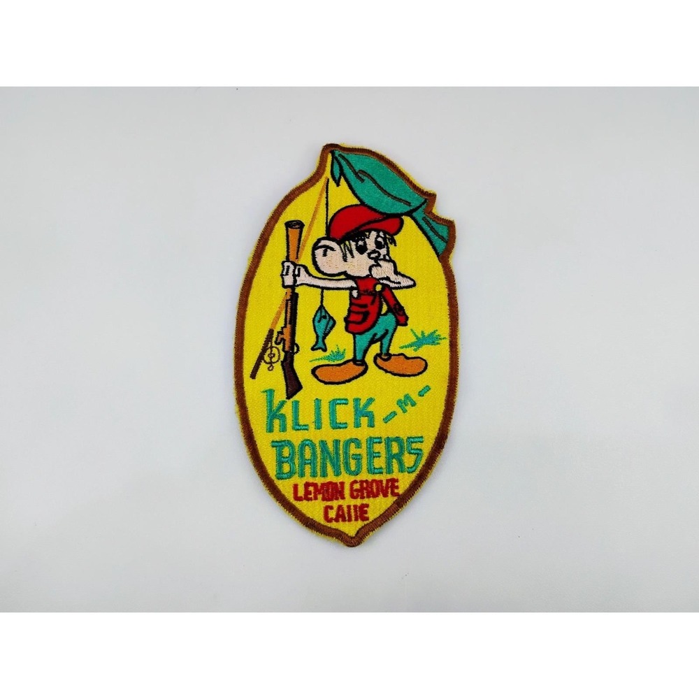 Vintage Klick-M-Bangers Lemon Grove Calie Rod & Gun Club Patch Hunting Fishing